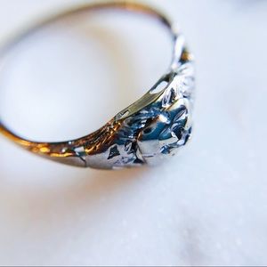 Antique Victorian 14K White Gold Diamond Ring